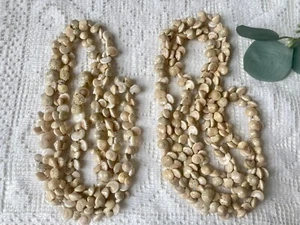 Vintage 2 Muschel Halsketten Hawaii Lei Boho Hochzeit 19" Muscheln Strand Schmuck - Bild 1 von 6