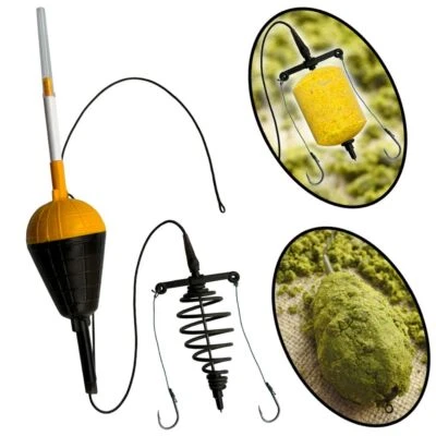 Posenmontage Futterkorb 2 Vorfachhaken Oberflächenmontage Karpfen Fertig Montage - Bild 1 von 4