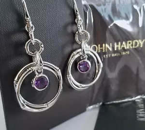 JOHN HARDY - RARO - Pendientes colgantes de bambú amatista púrpura - ¡Prístinos! $595 - Imagen 1 de 5