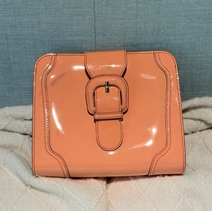 Marni Patent Leather Large Portfolio Clutch In Peach - Picture 1 of 8