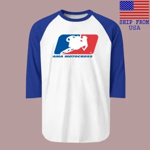 AMA Motorcross Men's Raglan Blue Size S-2XL - Picture 1 of 1