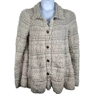 Free People Medium Nubby Knit Sweater Jacket Swing Bell Sleeve Cream Oversized - Bild 1 von 9