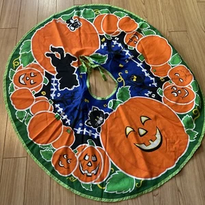Vintage 80s Halloween Costume Girls Full Circle Skirt Black Cat Mouse Pumpkin - Picture 1 of 5
