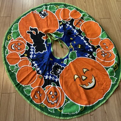 Vintage 80s Halloween Costume Girls Full Circle Skirt Black Cat Mouse Pumpkin - Image 1 of 4