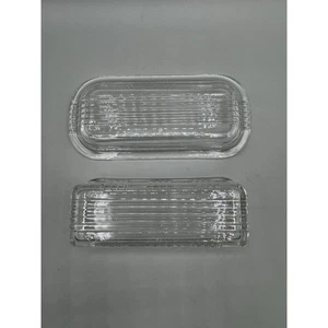 Butter Dish Vintage Pressed Glass Clear Line Design - Picture 1 of 7
