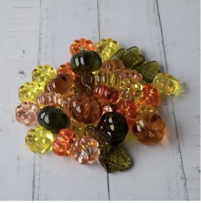 NUEVO JARRÓN ACRÍLICO OTOÑO CALABAZAS HOJA DE ARCE DISPERSIÓN RELLENO BOLSA 6,45 OZ Foto 1 de 4