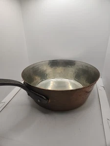 Antique French Hammered Copper 9" Sauce Pan with Handle Solid Heavy  - Bild 1 von 11