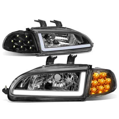 Para 1992-1995 Honda Civic LED DRL barra + farol de seta lâmpadas de canto preto - Imagem 1 de 4