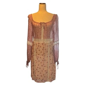 Boston Proper Pink Off the Shoulder Lace Floral Dress Size Medium AA0513 - Picture 1 of 8