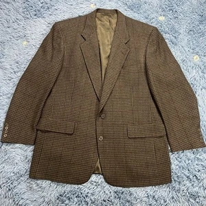 VINTAGE Houndstooth Blazer Size 46R Mens Green Red Hart Shaffner Marx Wool - Picture 1 of 12