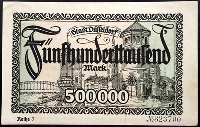 DÜSSELDORF 1923 500,000 Mark Reihe 7 Inflation Notgeld Banknote Germany - Image 1 of 2