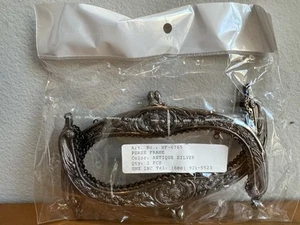 Ornate Purse Frame Curved Antique Silver Floral Metal DIY Bag HF-6785 (1 Pc) - Picture 1 of 2