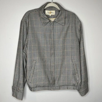 Peter Millar Houndstooth Cashmere Bomber Jacket Silk Lined Mens Size Medium Read - Image 1 of 4