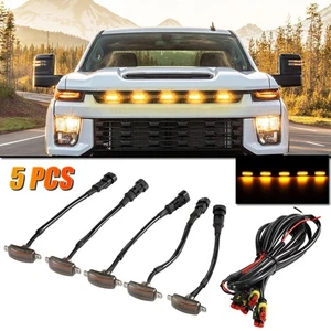 5PCS Front Amber LED Grille Light Kit Smoked Lens For Dodge Ram 1500 2500 3500 - Picture 1 of 12