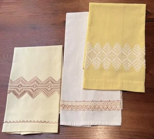 3 Badezimmer Gästetücher, hübsche Huckaback schwedische Weberei, Midcentury - Bild 1 von 8