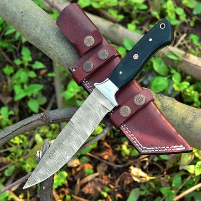 BG KNIVES 11" Hand Forged Damascus Custom Micarta Handle Combat Fixed Blade Hunting Knife