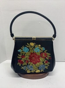 Vintage L and M Spot lite Fine Point Embroidered Floral Purse. - Picture 1 of 6