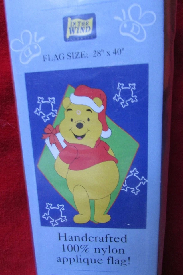 Disney Winnie The Pooh Christmas Holiday Snowflake Large 2 Sided Flag 28x40 NOS
