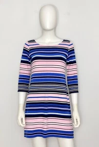 Lilly Pulitzer Paradise Damen Bay Kleid S Baumwolle blau rosa gestreift 3/4 Arm - Bild 1 von 13