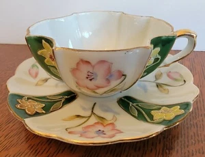 Vintage Merit Tea Cup & Saucer 22 KT Made in Occupied Japan Hand Painted China - Picture 1 of 12