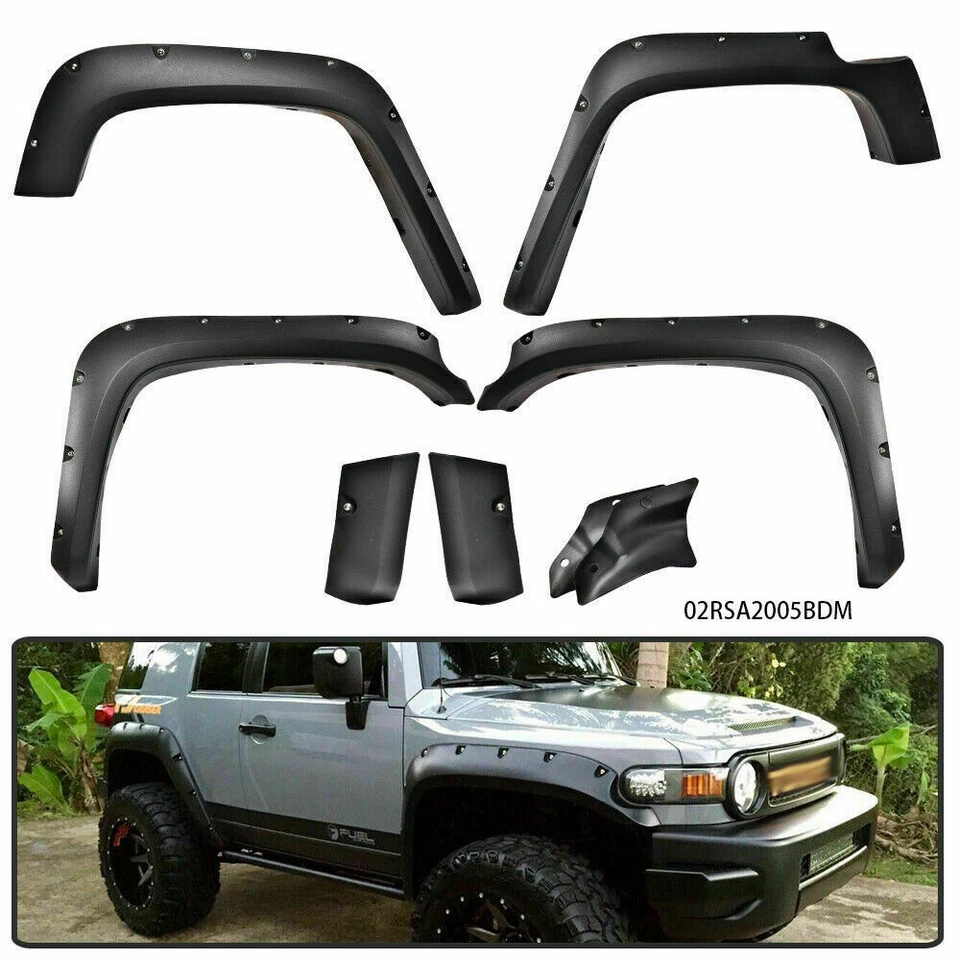 4x for 07-14 Toyota FJ Cruiser Matte Pocket Riveted Style Wheel Fender Flares US
