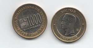 Venezuela 2005 1000 Bolivares Bimetallic Coin Y 85 UNC - Picture 1 of 3