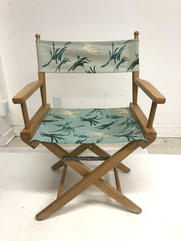 Vintage DIRECTOR CHAIR telescope blue canvas wood folding green wooden patio mcm Cover