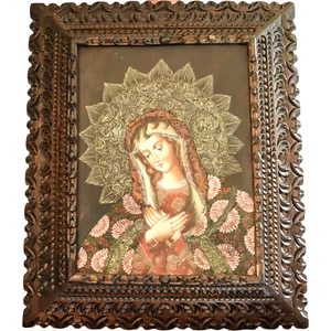 Cuadro cuzqueño - Virgen - Óleo sobre lienzo - 58,5 cm - Imagen 1 de 17