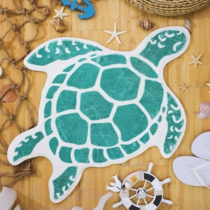 Turtle Bath Mats for Bathroom Beach Bathroom Mats Rugs No Silp Turquoise Teal - Picture 1 of 12