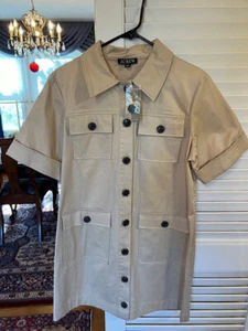 J.Crew Gamine Shirtdress in Stretch Twill, LIGHT KHAKI, NWT Size 10 - Picture 1 of 21
