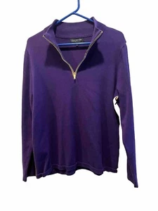 Jones New York Women’s 2x Sweater Purple With Gold Metallic Stripes On Arms/side - Picture 1 of 9