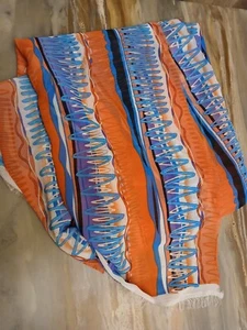 New Chiffon Fabric By The Yard Orange Blue White Geometric Sheer Very Pretty! - Picture 1 of 4