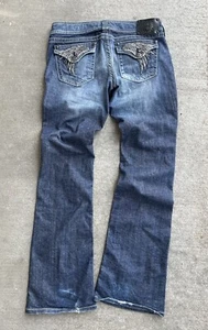 Women’s Affliction Jade Boot Cut Y2K Size 31 MADE IN USA 🇺🇸 Wings Butt Pockets - Picture 1 of 5