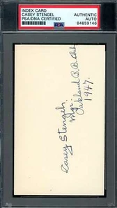 Casey Stengel PSA DNA Vintage 1947 Signed 3x5 Index Card Autograph - Picture 1 of 1