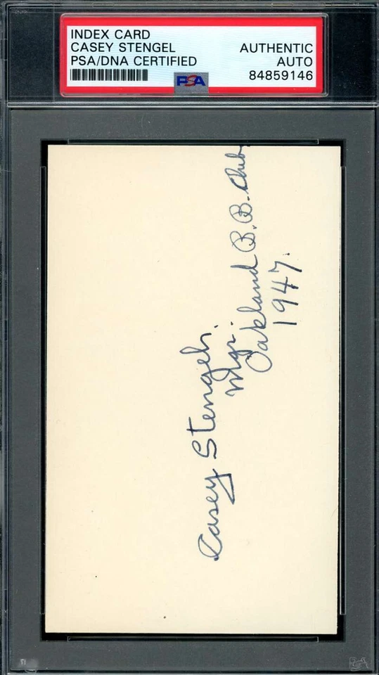 Casey Stengel PSA DNA Vintage 1947 Signed 3x5 Index Card Autograph - Image 1 of 1