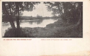 Postal IA: Vista del río Des Moines, Iowa, parte posterior antigua indivisa - Imagen 1 de 2
