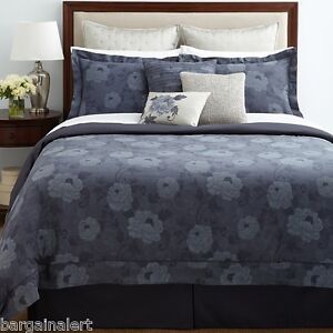 CHARISMA AMELIA 7pc FLORAL NAVY BLUE ROSES FULL QUEEN DUVET COVER ~ $1130
