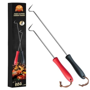 2Pcs Food Flipper Turner Hooks Stainless Steel BBQ Meat Hooks Cooking Barbecu... - Picture 1 of 7