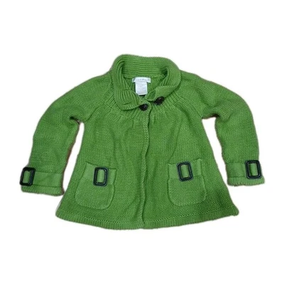 Maggie & Zoé Green Knit Sweater Size 4 2 Front Pockets  - Image 1 of 4