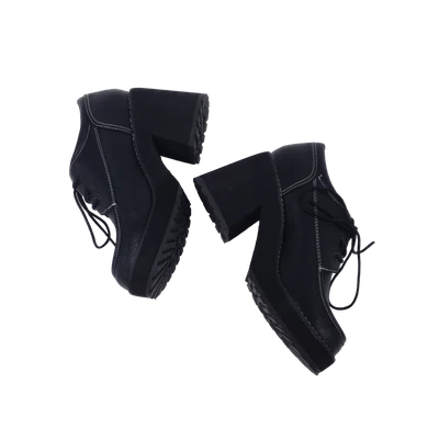 Shellys London горький черный платформе блок каблук шнурует вверх туфли Великобритании 4 - новый - Изображение 1 из 4