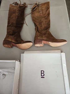 Vintage Knee High Bakers Boots Suede Brown Cognac Wooden India Indi New Nib 38 7 - Picture 1 of 12