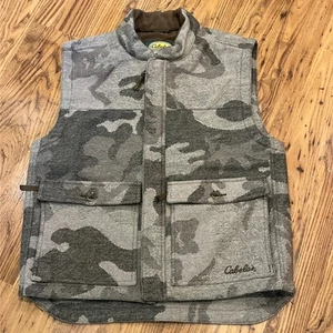 Cabelas Gilet Homme Moyen Camouflage Laine Extérieur Chasse Fermeture Éclair Complète Pourvoirie - Photo 1/8