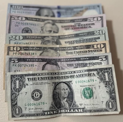 Set Of 6  2017 A Series Star $1$-$5-$10-$20-$50-$100 Federal Reserve Note - Image 1 of 4