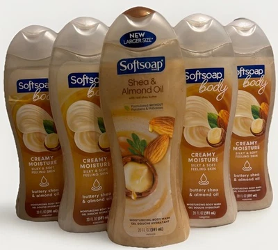 Упаковка 5 шт.: мягкое мыло для тела сливочное увлажняющее маслянистое масло ши и миндаля — 20 унций - Изображение 1 из 4