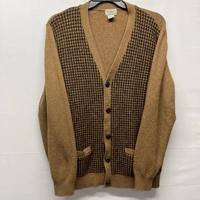 L.L. Cárdigan Bean “abuelo” diseño pata de gallo 100 % lana de cordero XL alto de colección Foto 1 de 4