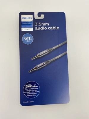 NUEVO cable de audio Philips 6 pies 3,5 mm - plateado Foto 1 de 2
