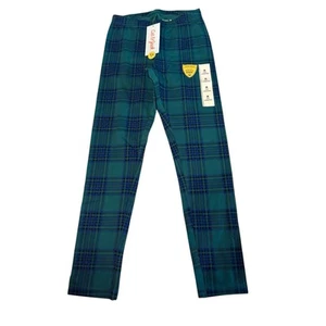 Cat & Jack Girls Size Medium 8 Green Plaid Leggings Tough Cotton Durable Knee - Picture 1 of 5