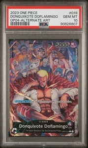 PSA 10 Donquixote Doflamingo OP04-019 Kingdoms of Intrigue Líder de Arte Antiguo - Imagen 1 de 2