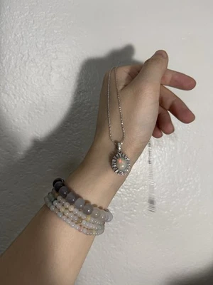 Ожерелье с подвеской в виде африканского опала серебро 925 пробы, огненный опал, серебряная цепочка - Изображение 1 из 4