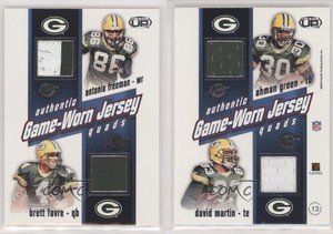 2002 Pacific Heads Up Game Worn Jersey Quads Antonio Freeman Brett Favre #13 HOF
